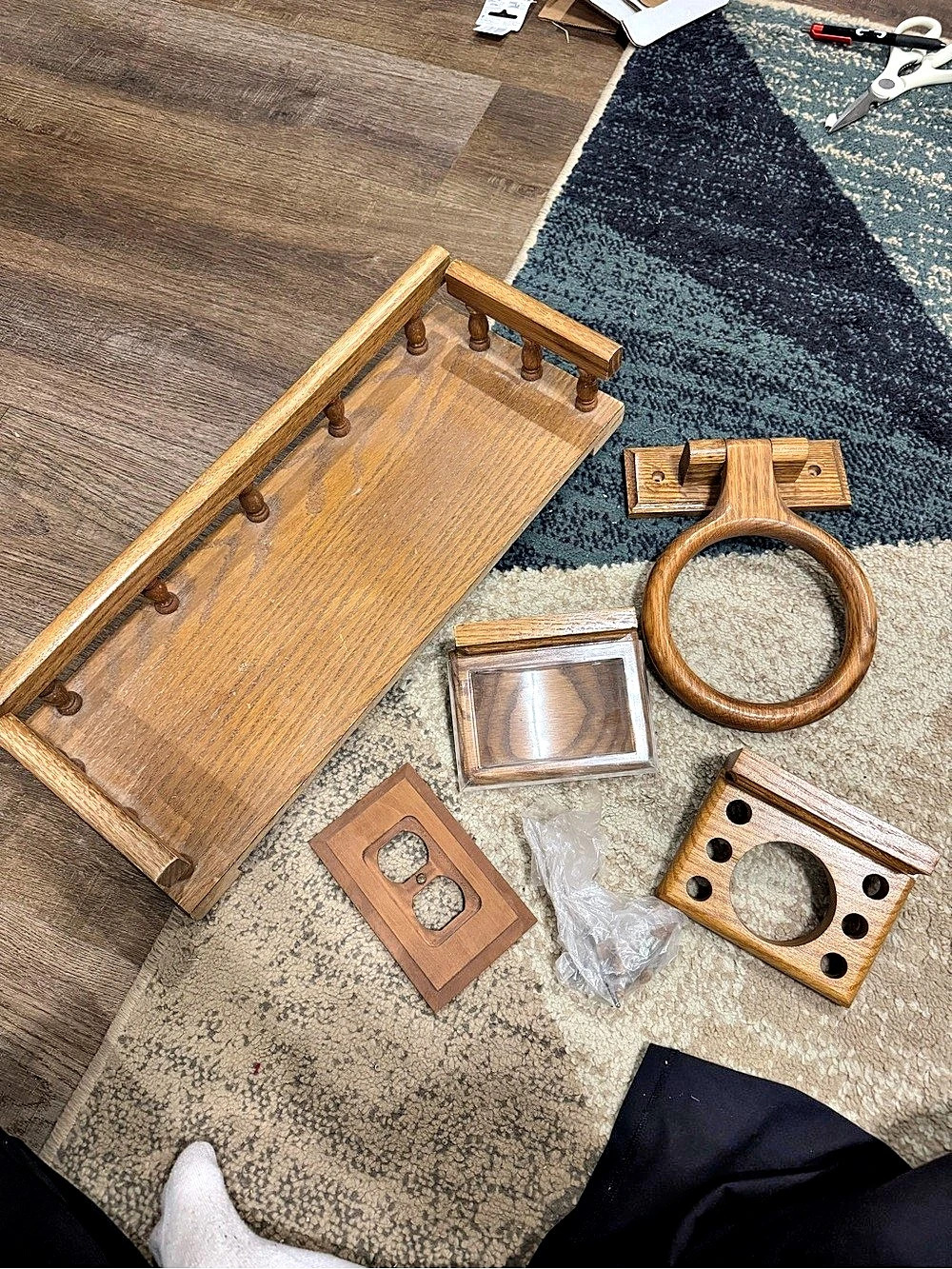 Bathroom Wood Wall Organizer Set